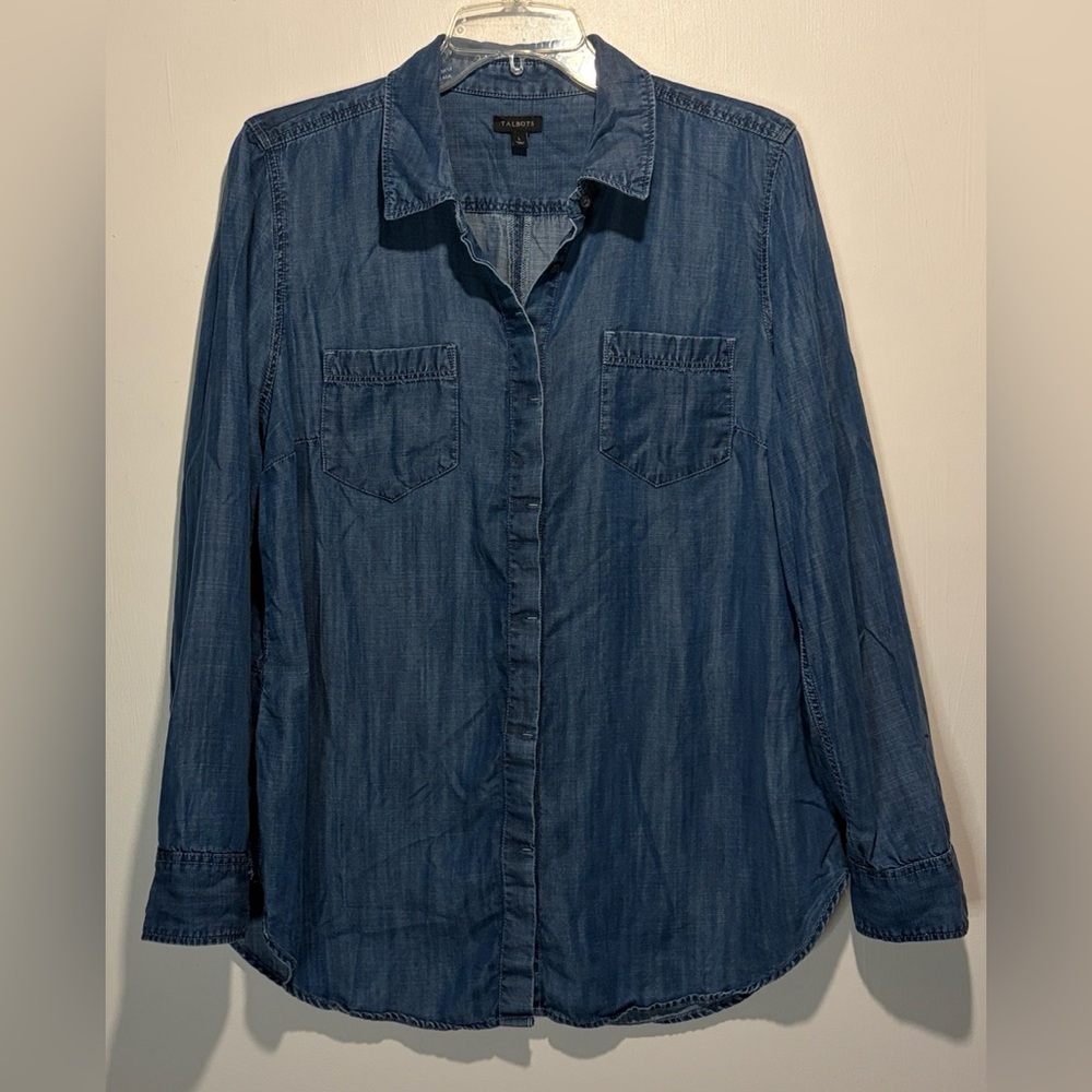Talbots- Chambray Full Button Down Round Hem Soft… - image 1